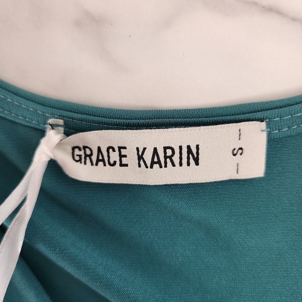 Grace Karin Small Emerald Wrap Blouse Elegant & Flattering - Picture 13 of 16